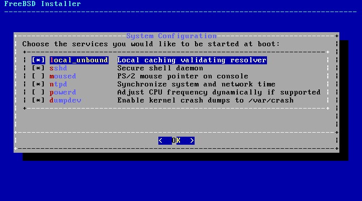 Choose the services to start at boot in FreeBSD 10.2