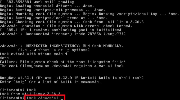 Run fsck command in Ubuntu single user mode