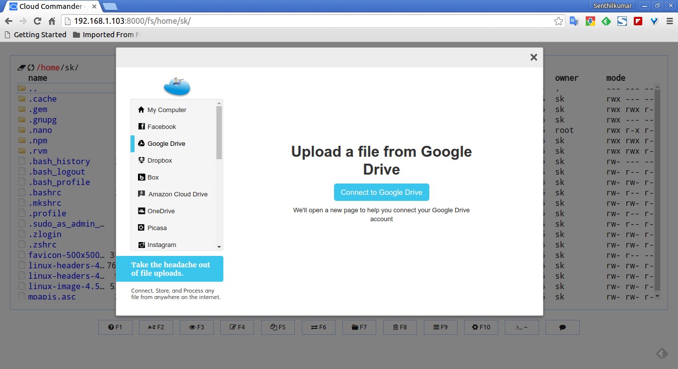 Upload files from Google Drive