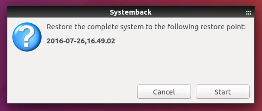 Start system restore using Systemback