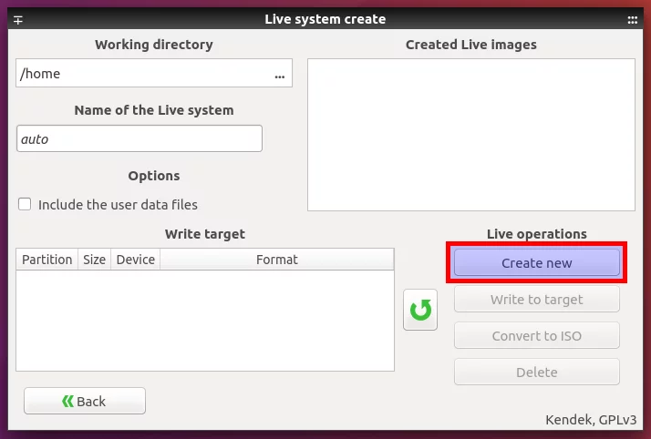 Create live system as ISO using Systemback