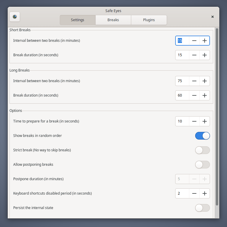 Safe Eyes Settings Safe Eyes Settings