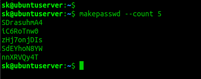 Generate strong passwords using makepasswd