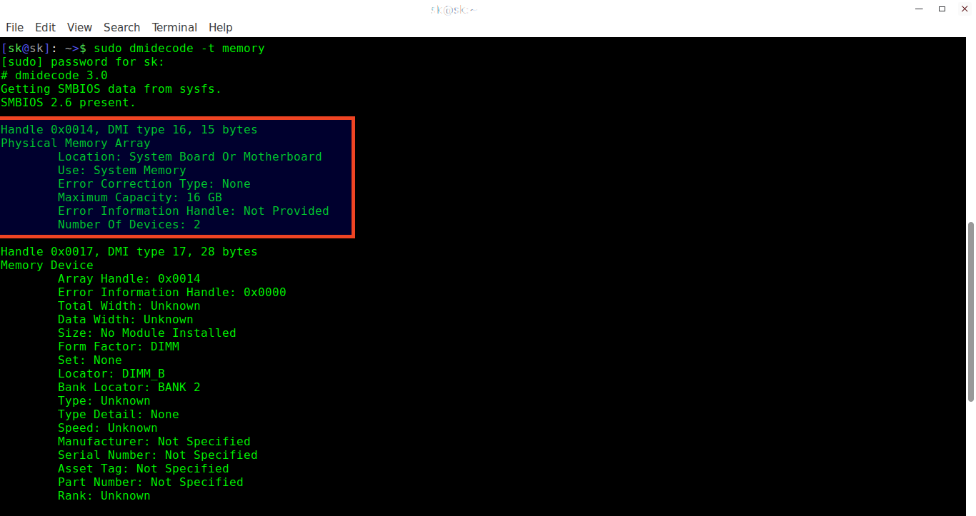 Linux command memory slots games