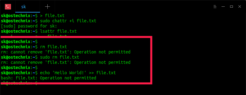 Prevent files from accidental deletion in Linux Using Chattr