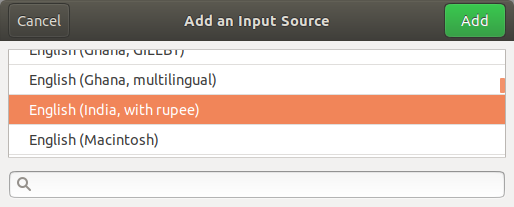 English (India, with rupee) option