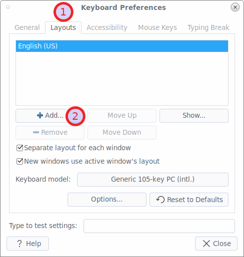 Add Keyboard layout in Keyboard preferences