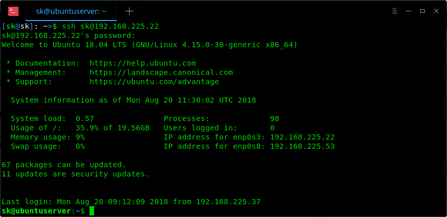 Terminal welcome message in Ubuntu 18.04 LTS server