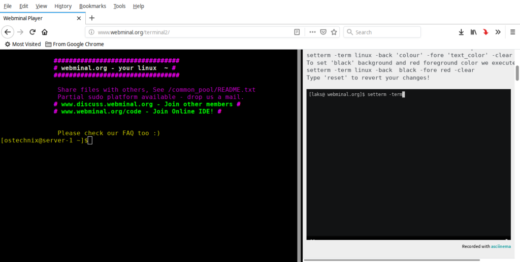 Learn and practice linux commands online using webminal ostechnix