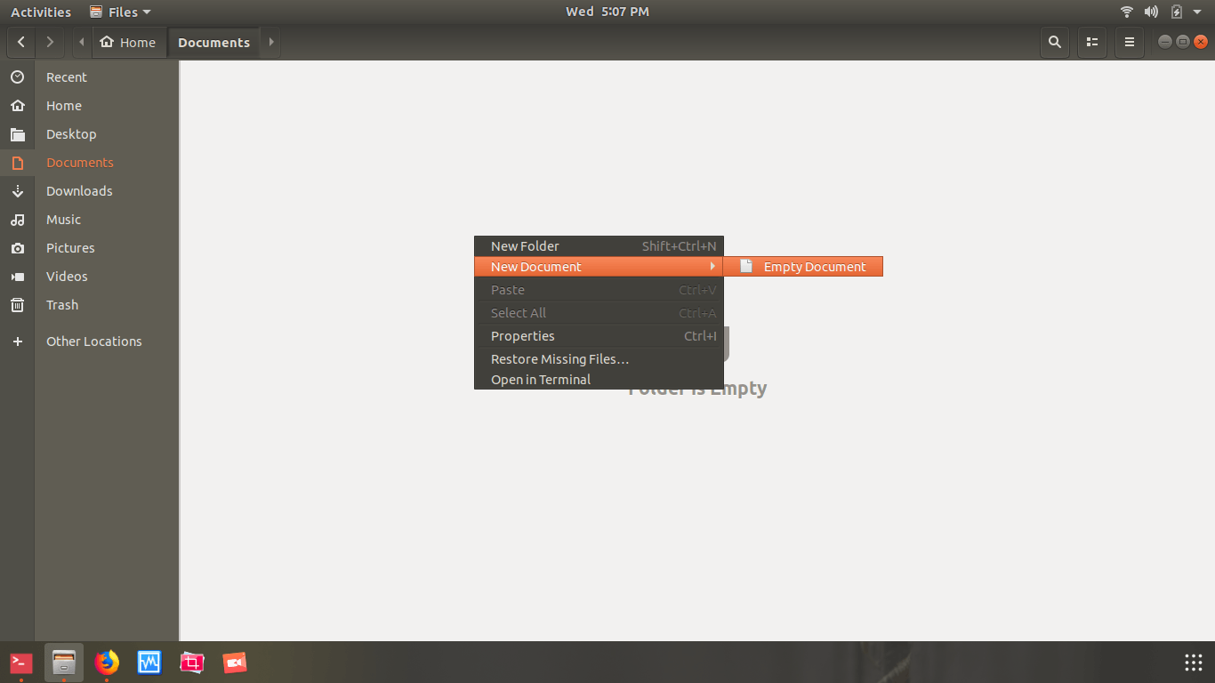 Add 'New Document' Option In Right Click Context Menu In Ubuntu