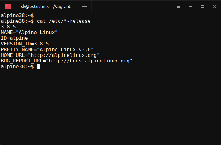 Display distribution name, version in Alpine Linux