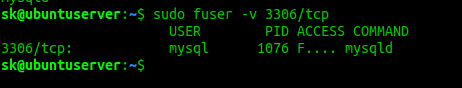 Find which service is listening on a particular port using fuser command