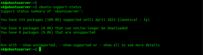 ubuntu support status