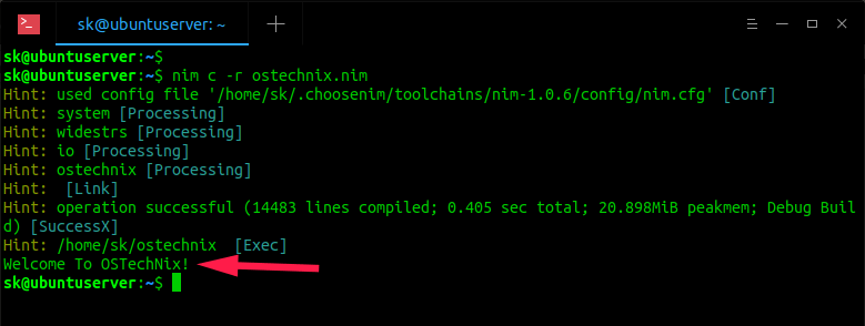 Test Nim Programming language In Linux