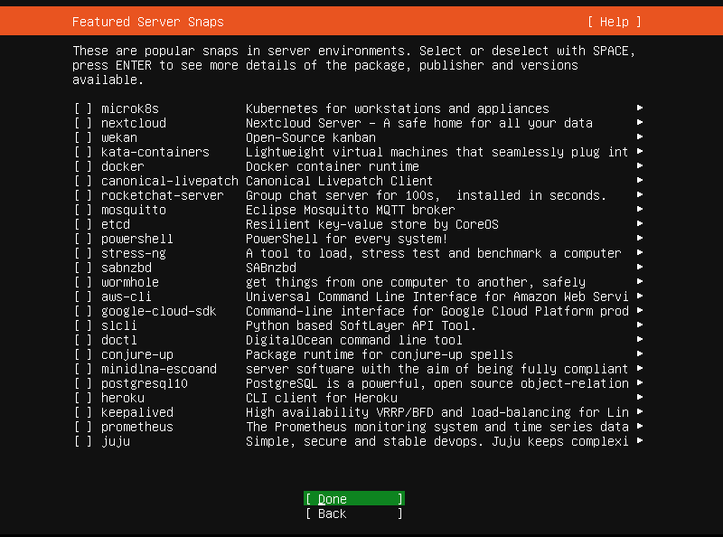 Ubuntu server popular snaps