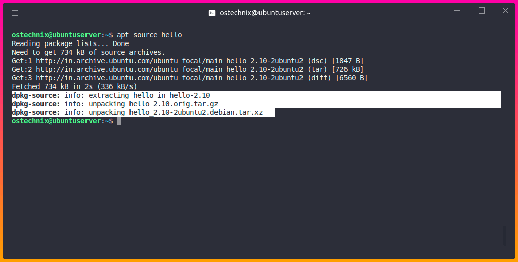 Download source code of a package in Debian, Ubuntu