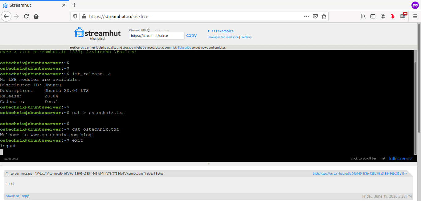 How To Share Your Terminal To Web Using Streamhut OSTechNix How To Share Your Terminal To Web Using Streamhut OSTechNix