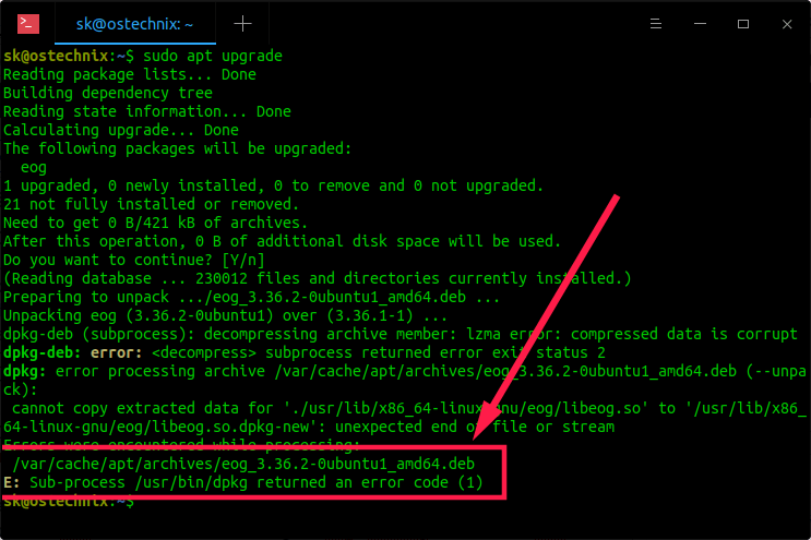 Fix Sub-process /usr/bin/dpkg returned an error code (1) In Ubuntu -  OSTechNix