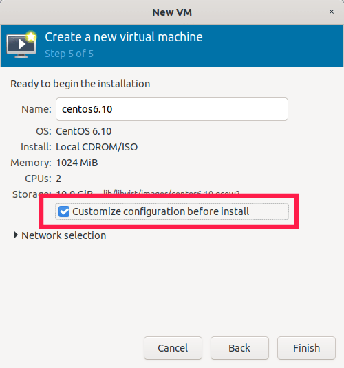 Customize KVM virtual machine configuration before install