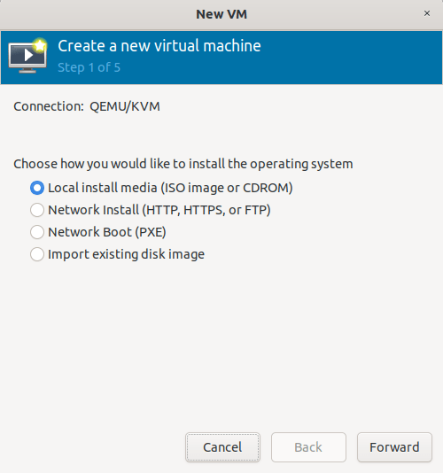 Seleccione el medio de instalación para kvm guest