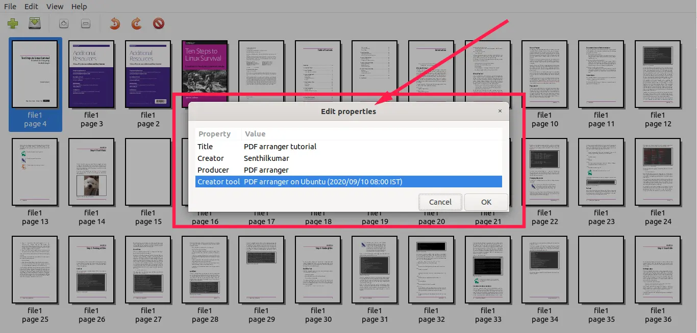 Edit PDF file properties with PDF arranger Edit PDF file properties with PDF arranger