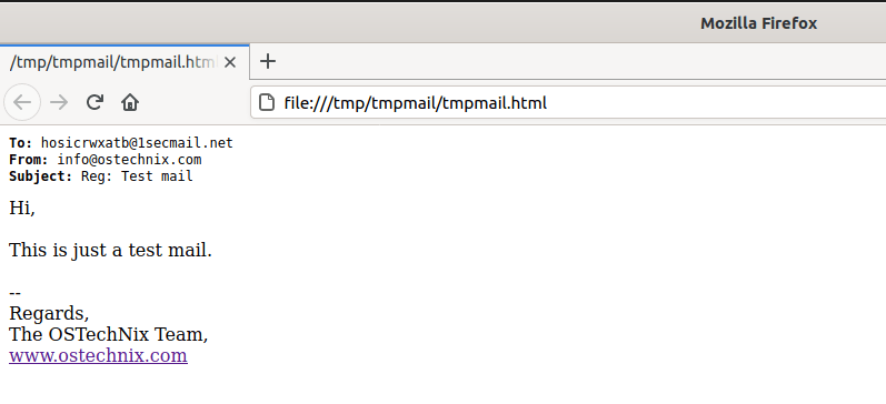 Read emails in Firefox using tmpmail
