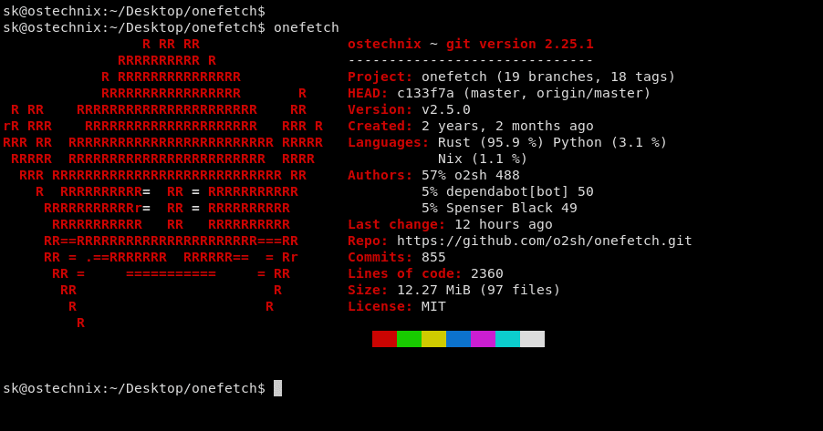 Display Git Repository Summary In Terminal Using Onefetch