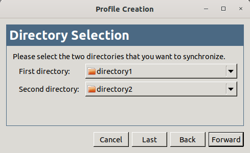 Select directories to synchronize