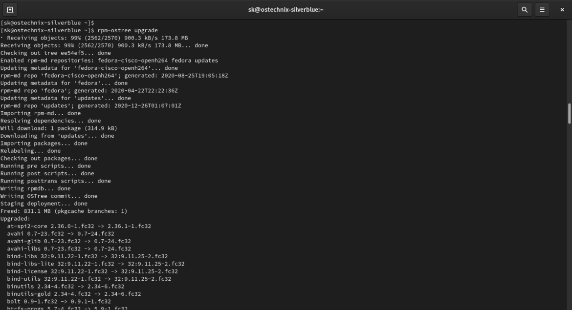 Upgrade To Fedora Silverblue 33 From Fedora Silverblue 32 - OSTechNix