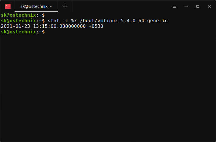 Find when a specific Linux Kernel version is last booted using stat command