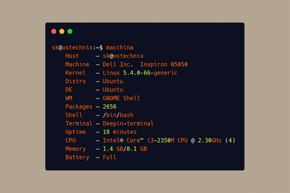 Display Linux System Information In Terminal Using Macchina OSTechNix