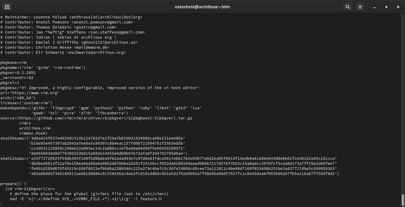 Imprima el PKGBUILD de un paquete con paru en Arch Linux