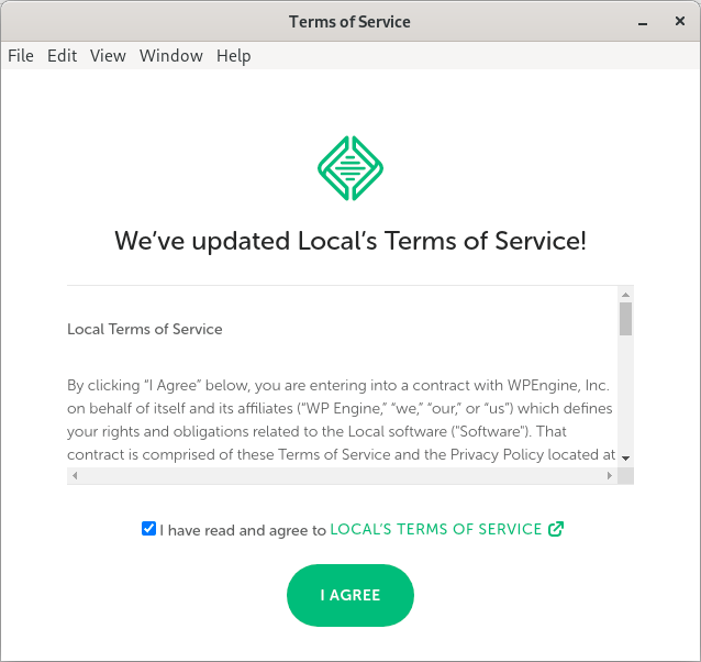 Accept Local license agreement
