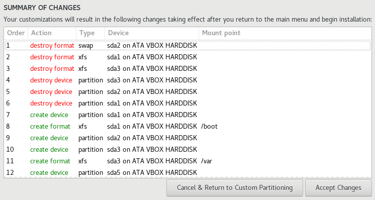  Accepter les modifications de partition 