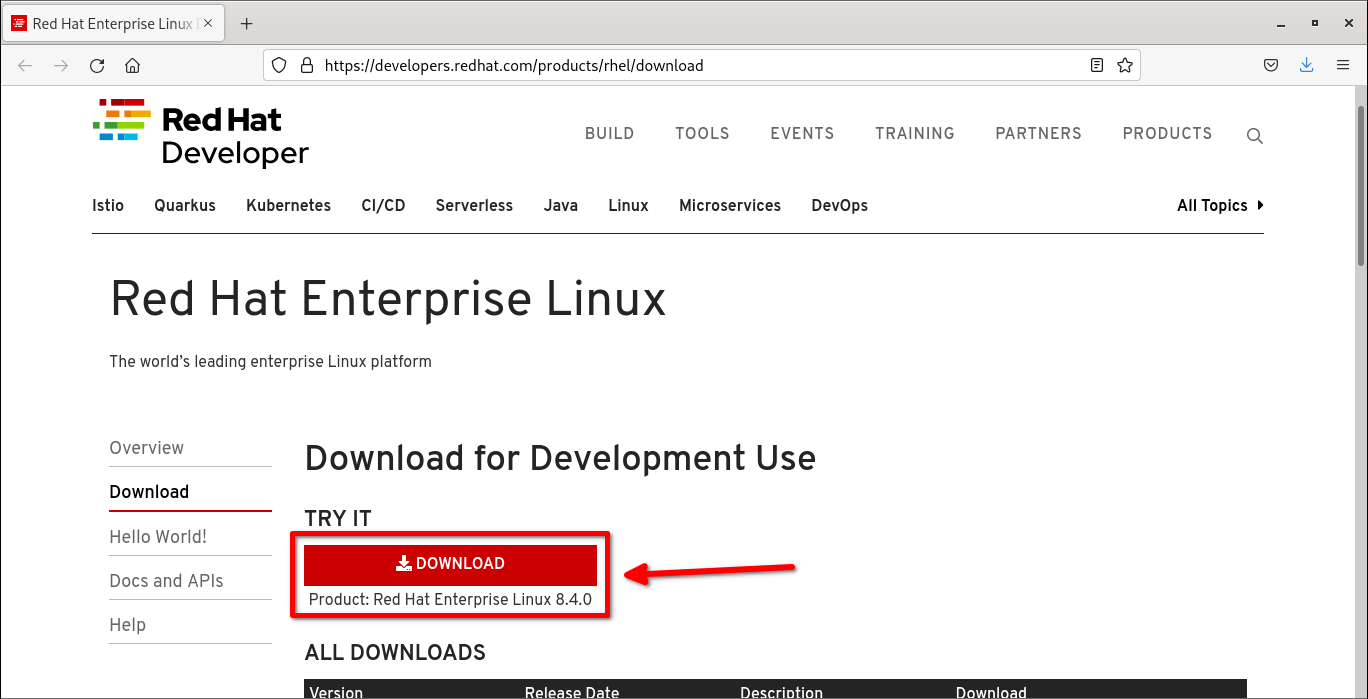 stáhnout Red Hat Enterprise Linux (RHEL) 8