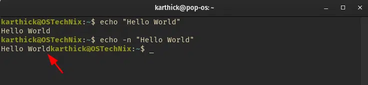 Suppress new line character with echo