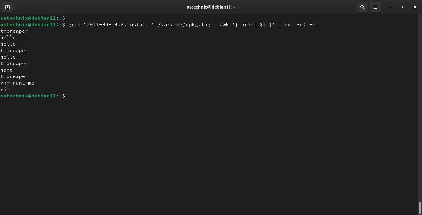 Mostrar paquetes instalados en una fecha específica en sistemas basados ​​en Debian