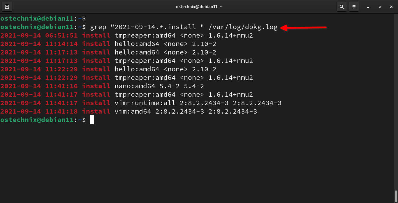 Listado de paquetes instalados en una fecha específica en Debian, Ubuntu