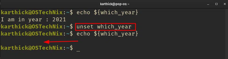 Unset variable Unset variable