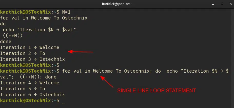 for loop example