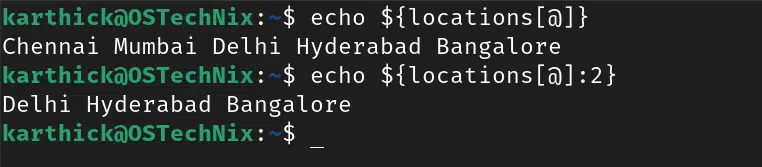 Slicing - index position