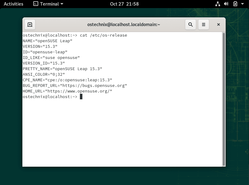Mostrar la versión de openSUSE
