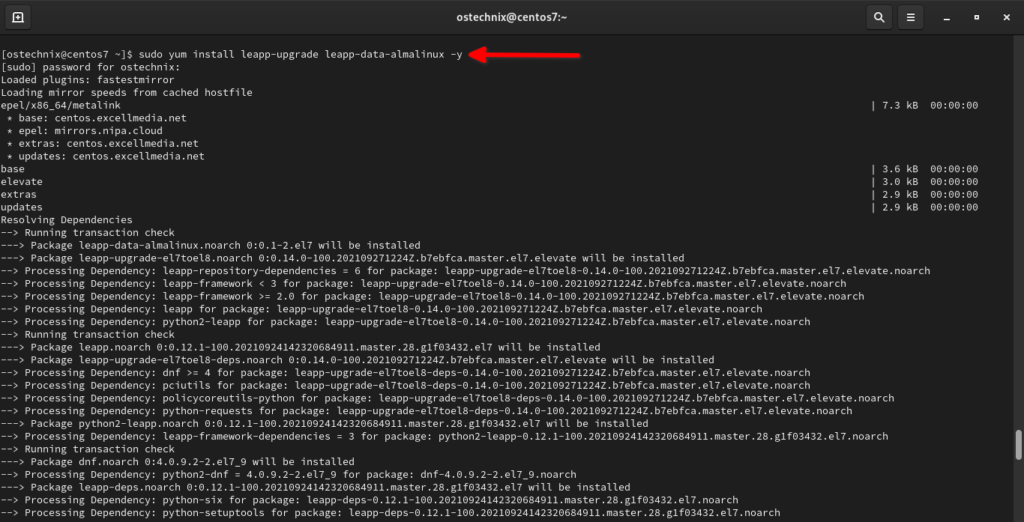 Upgrade CentOS 7 to AlmaLinux 8