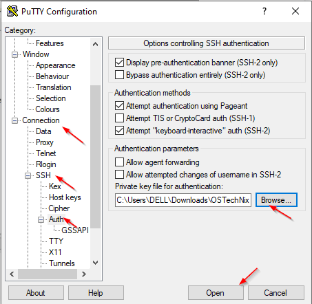 Connect to RHEL 8 instance through Putty