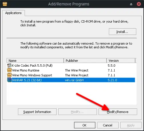 Uninstall program Uninstall program