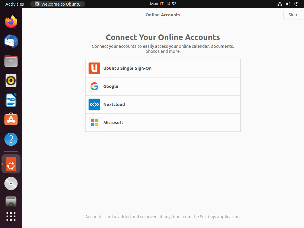在 Ubuntu 中连接到在线帐户