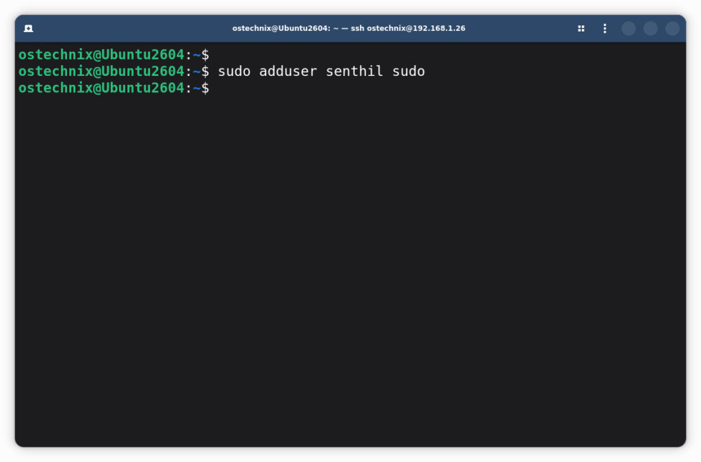 Grant Sudo Privileges To Users In Ubuntu 26.04 Linux Grant Sudo Privileges To Users In Ubuntu 26.04 Linux