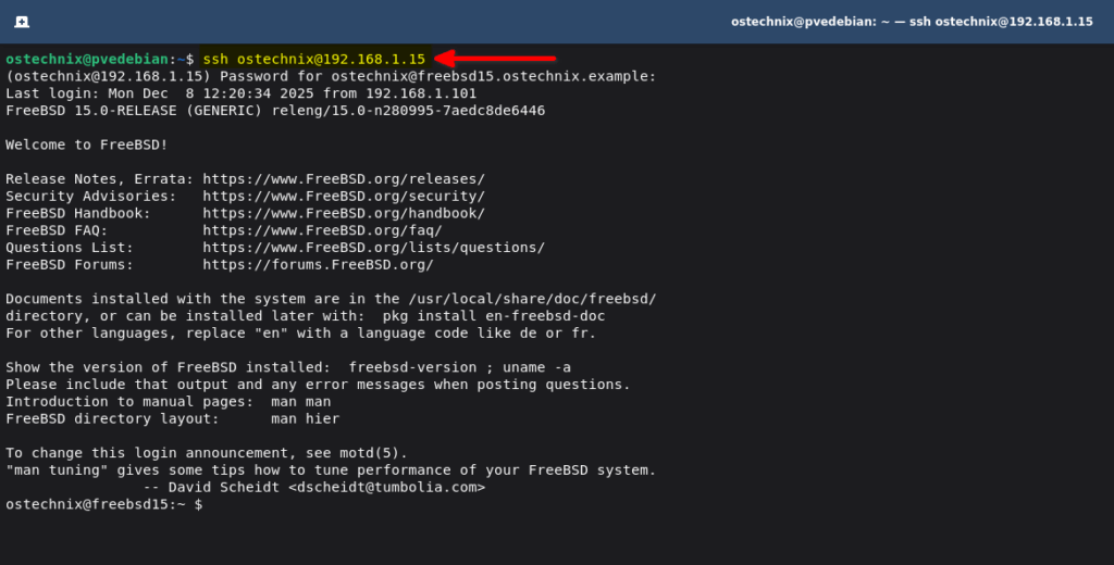 SSH Into FreeBSD 15 as a Normal User SSH Into FreeBSD 15 as a Normal User