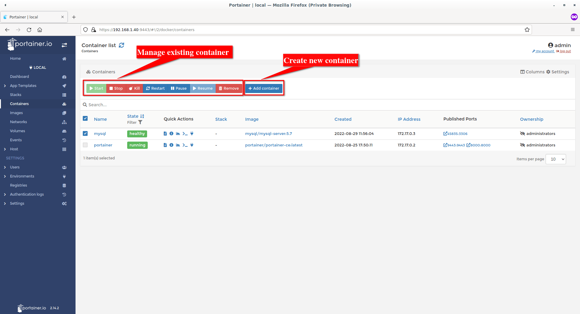 Create And Manage Containers From Portainer