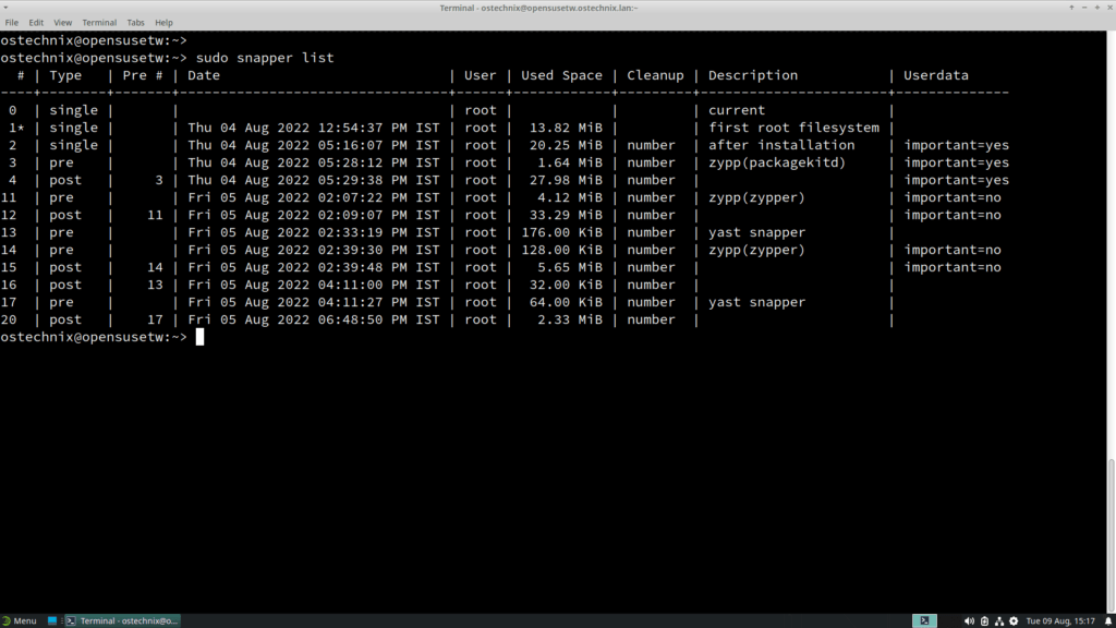 Create Btrfs Snapshots With Snapper In openSUSE OSTechNix